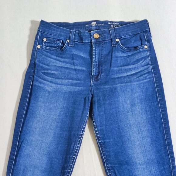 7 For all Mankind jeans women's size 29 ink blue colour mid-rise skinny denim - Picture 2 of 14